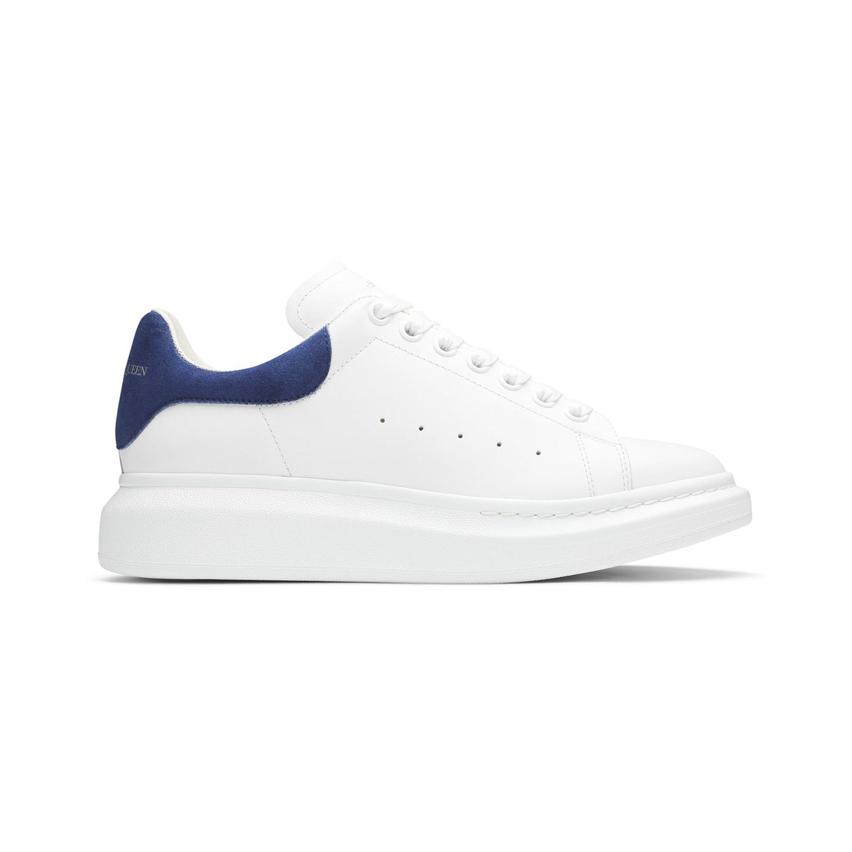 Alexander McQueen Oversized Suede-Trim Sneaker – White / Paris Blue – product view