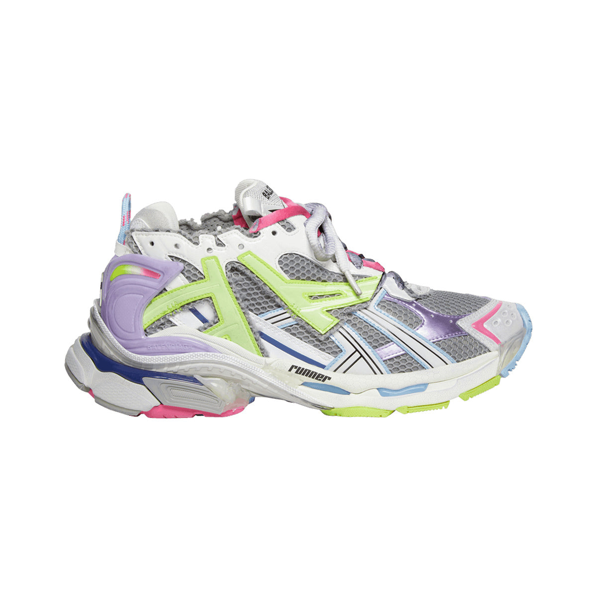 Balenciaga Runner – Grey / Light Purple / Neon Yellow – product view