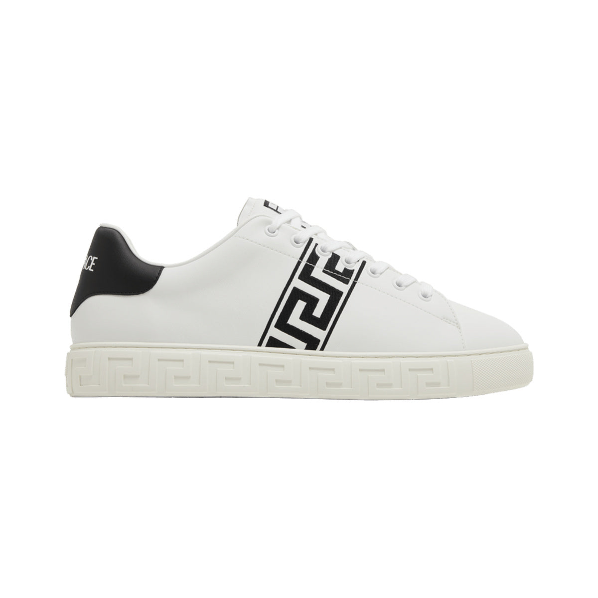 Versace Embroidered Greca Sneaker – White / Black – product view