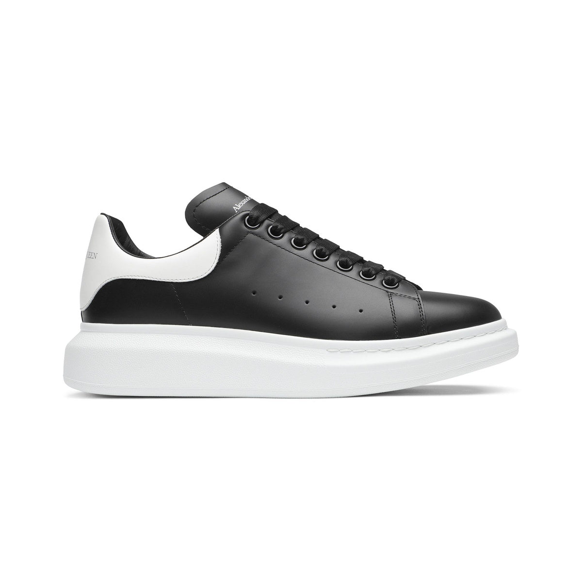 Alexander McQueen Oversized Leather Sneaker – Black / White Heel – product view