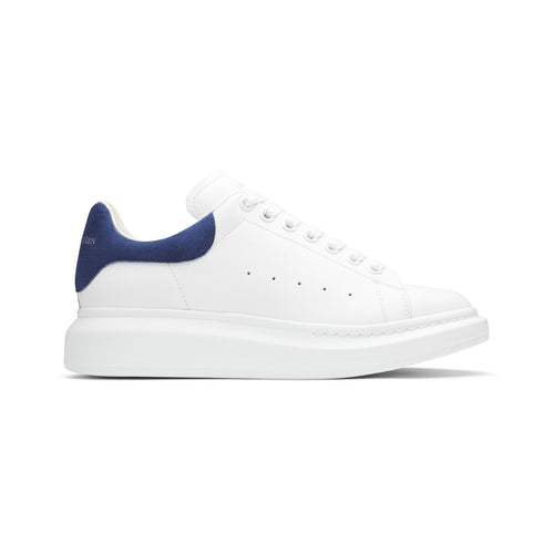 Alexander McQueen Oversized Suede-Trim Sneaker – White / Paris Blue – product view
