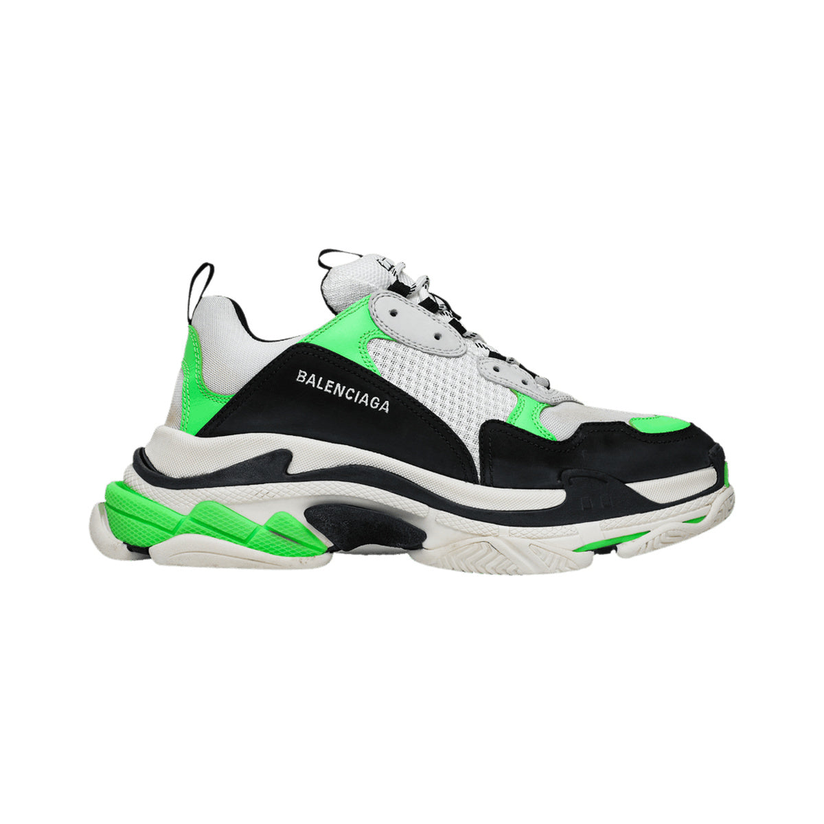 Balenciaga Triple S – Black / White / Fluo Green – product view