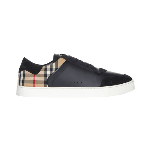 Burberry Leather, Suede and Check Sneakers – Black / Archive Beige – product view