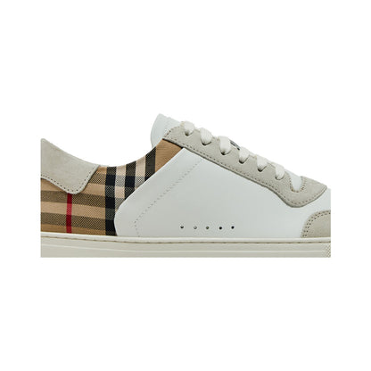 Burberry Leather, Suede and Check Sneakers – Natural White / Archive Beige – alternate view