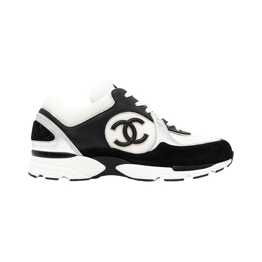 CHANEL CC Logo Mesh Trainer – Black / White / Silver – product view