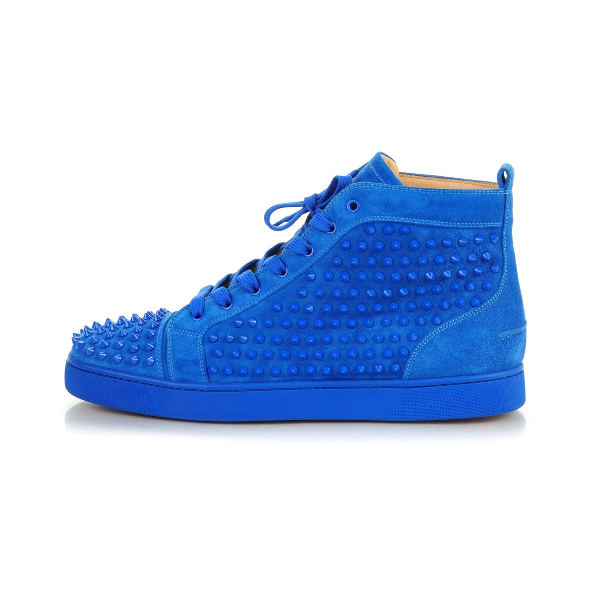 Christian Louboutin Louis Spikes Suede High-Top Sneaker – Electric Blue – product view