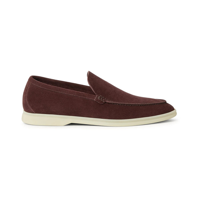 Loro Piana Summer Walk Suede Loafers – Very Dark Maroon – product view