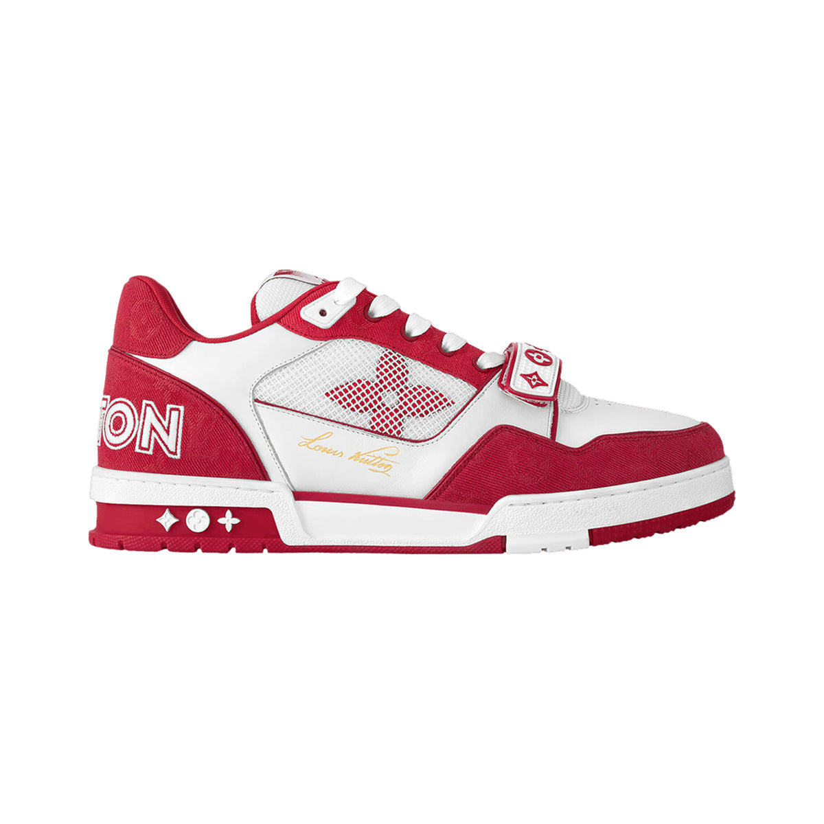 Louis Vuitton LV Trainer Monogram Denim Sneaker – Red – product view