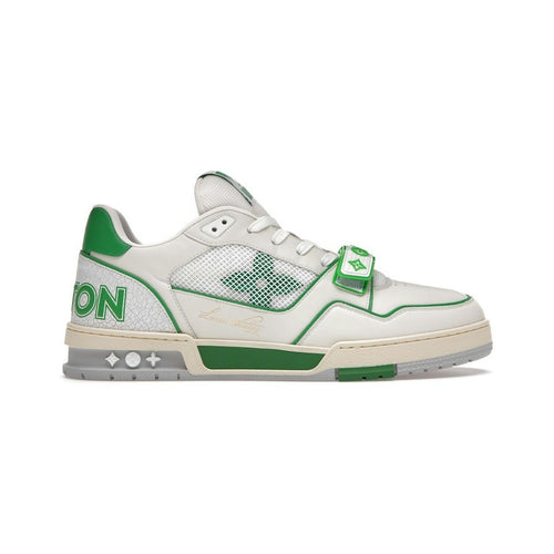 Louis Vuitton LV Trainer Monogram Denim Strap Sneaker – White / Green – product view