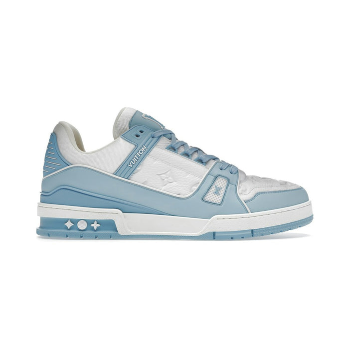Louis Vuitton LV Trainer Monogram Leather Sneaker – White / Sky Blue – product view