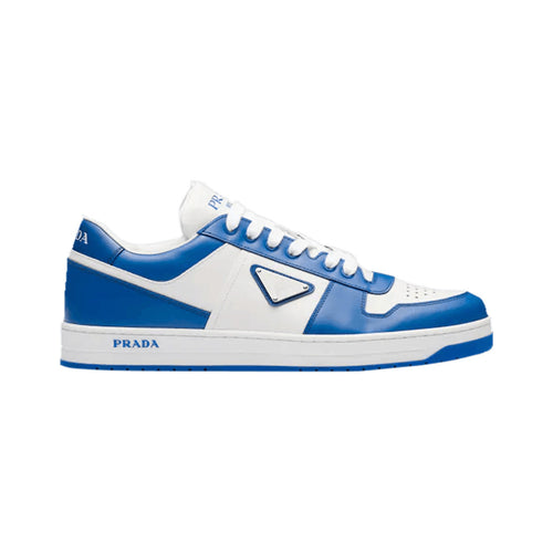 Prada Downtown Leather Sneakers – White / Cobalt Blue – product view