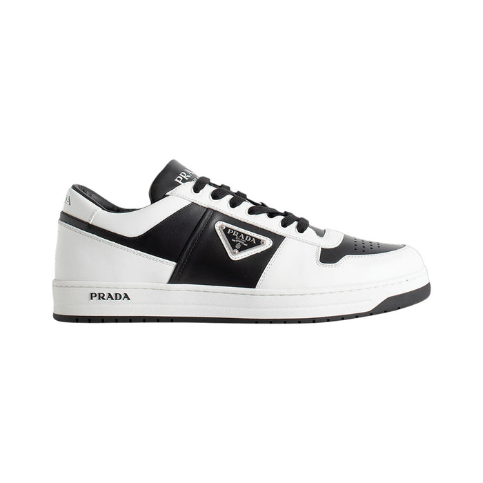 Prada Downtown Leather Sneakers — White Overlays – White / Black – product view