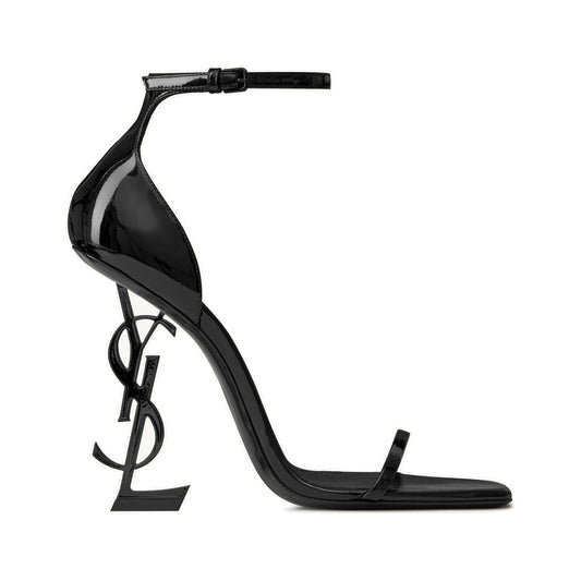 Saint Laurent Opyum 110 Patent Leather Sandal – Black / Black Heel – product view