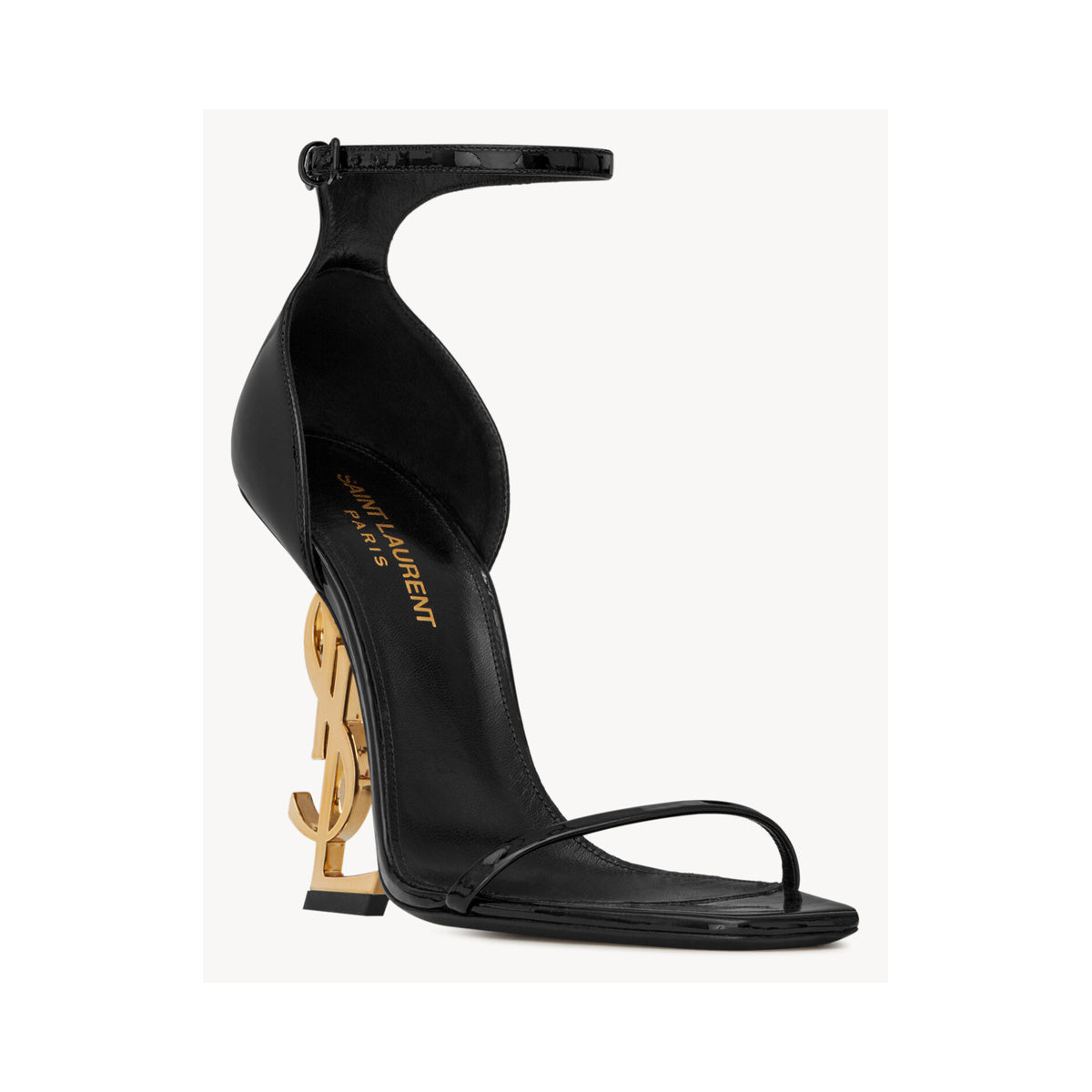 Saint Laurent Opyum 110 Patent Leather Sandal – Black / Gold Heel – additional product view 2